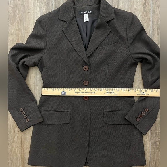 Anne Klein Blazer Womens 8 Suit Jacket Tweed Brown Long Career Work Office Korea - Picture 7 of 10